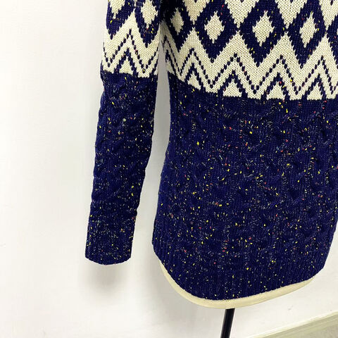 OEM Lässiger Strickpullover für Herren mit geometrischem Diamantenmuster, Jacquard, Rundhalsausschnitt und langen Ärmeln für den täglichen Gebrauch