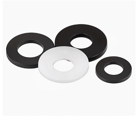 Rondelle Plate PA66, 22mm diamètre extérieur x 10mm diamètre intérieur x 2.4mm épaisseur, Nylon Blanc Noir - Rondelle Plastique