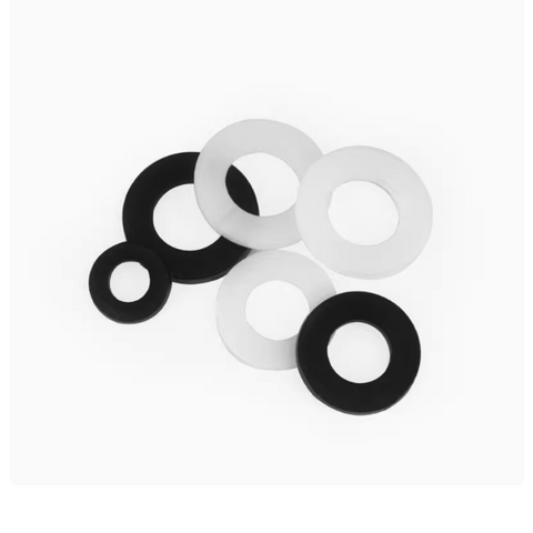 Rondelle Plate PA66, 22mm diamètre extérieur x 10mm diamètre intérieur x 2.4mm épaisseur, Nylon Blanc Noir - Rondelle Plastique