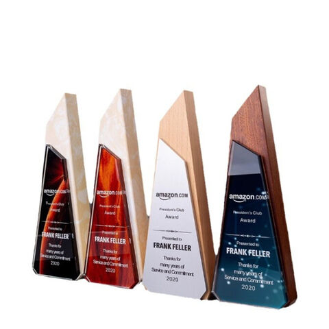Kristall-Marmor-Trophäe, kreatives Design für Jahresendveranstaltungen, farbenfrohe gravierte Kristalltrophäe