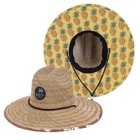 Topi Jerami Pantai Pria Wanita, Pelindung Matahari Musim Panas, Brim Lebar, Logo Kustom untuk Selancar