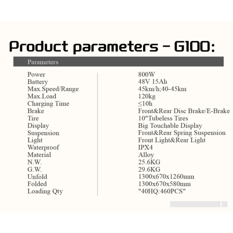 OEM SKD prix usine haute qualité vente chaude G100 800W Moteur 15Ah Batterie au lithium pliable scooter électrique tout-terrain pour adulte