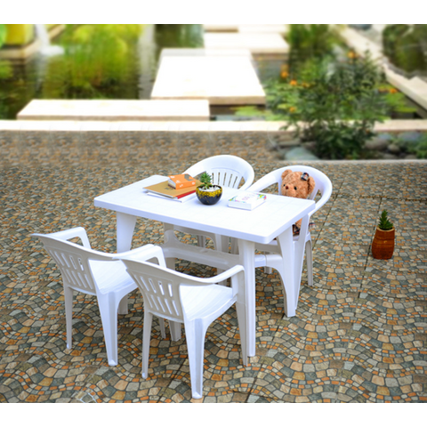 plastic chairs and table outdoor