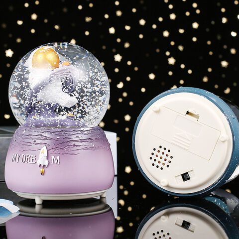 Bola de nieve astronauta, caja de música, globo de agua, regalo de cumpleaños para niños, adornos de escritorio creativos