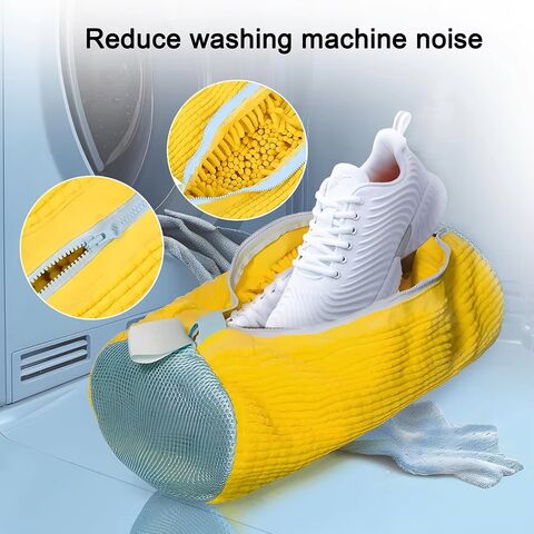 Heavy Duty Zippered Sneaker Bolsa de lavandería con cepillo de zapatos integrado y paño de microfibra para un rendimiento de limpieza mejorado
