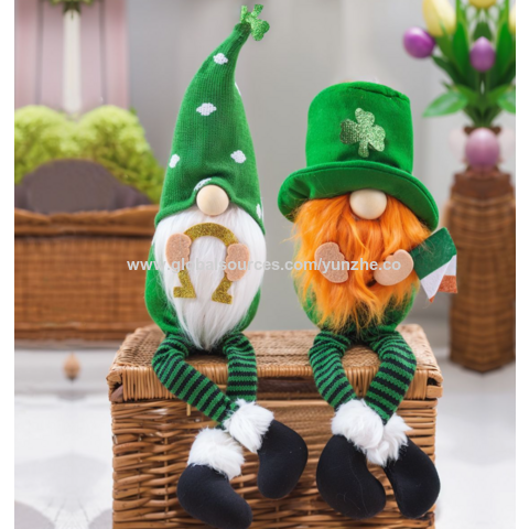 Gnomos al por mayor para el Día de San Patricio, Gnomos de felpa, Decoración de trébol verde de la suerte, Decoraciones irlandesas del Día de San Patricio para el hogar