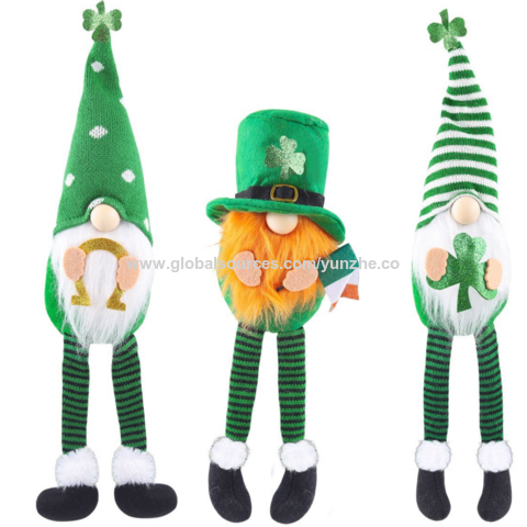 Gnomos al por mayor para el Día de San Patricio, Gnomos de felpa, Decoración de trébol verde de la suerte, Decoraciones irlandesas del Día de San Patricio para el hogar