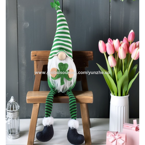 Gnomos al por mayor para el Día de San Patricio, Gnomos de felpa, Decoración de trébol verde de la suerte, Decoraciones irlandesas del Día de San Patricio para el hogar