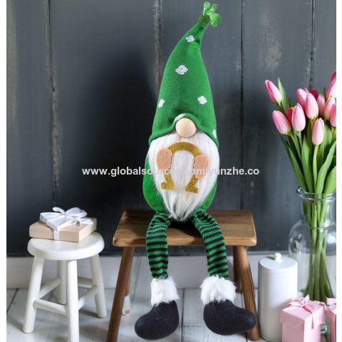 Gnomos al por mayor para el Día de San Patricio, Gnomos de felpa, Decoración de trébol verde de la suerte, Decoraciones irlandesas del Día de San Patricio para el hogar
