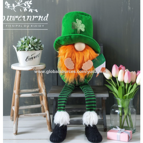 Gnomos al por mayor para el Día de San Patricio, Gnomos de felpa, Decoración de trébol verde de la suerte, Decoraciones irlandesas del Día de San Patricio para el hogar
