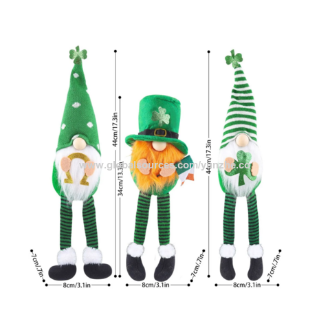 Gnomos al por mayor para el Día de San Patricio, Gnomos de felpa, Decoración de trébol verde de la suerte, Decoraciones irlandesas del Día de San Patricio para el hogar