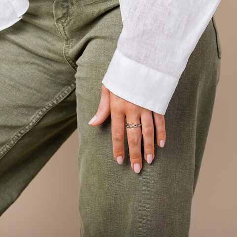 Anel da eternidade aberto torcido banhado a ouro 14K para mulheres