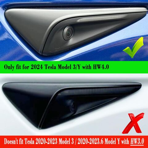 غطاء حماية كاميرا جانبية كريستالي لامع لسيارات Tesla Model 3 & Model Y - طقم تزيين أنيق لنظام القيادة الآلي 2.0-3.0، قطعتين