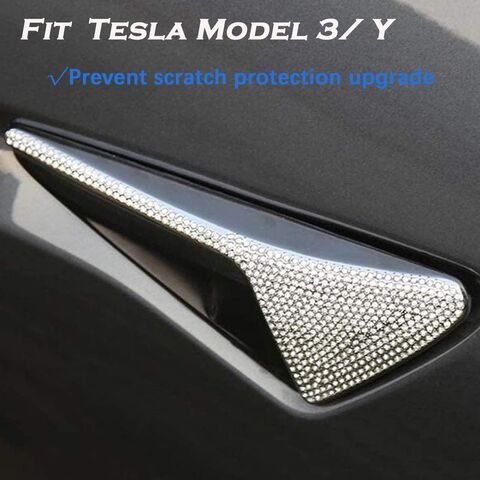 غطاء حماية كاميرا جانبية كريستالي لامع لسيارات Tesla Model 3 & Model Y - طقم تزيين أنيق لنظام القيادة الآلي 2.0-3.0، قطعتين