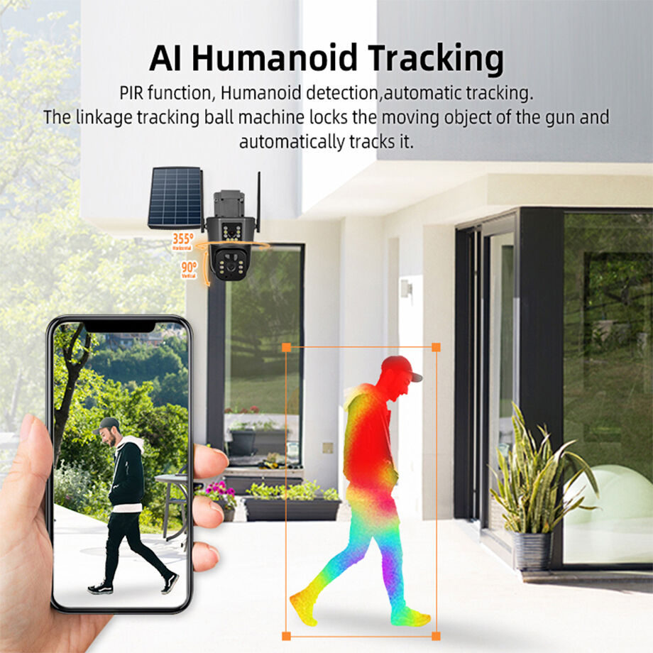 Automatic Humanoid Tracking 4g Security Camera 18000mah Battery 8w ...