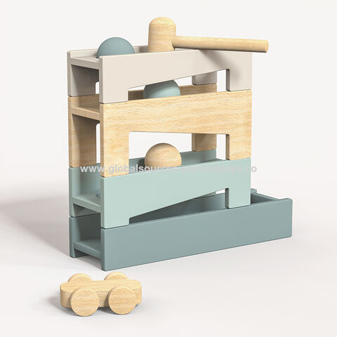 Montessori Motorikspielzeug Murmelbahn aus Holz & Hammer Spiel für 1-jährige Kleinkinder Babys W04E451