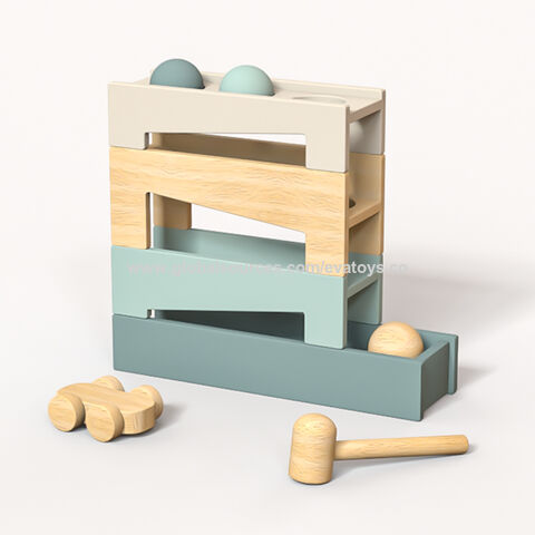 Montessori Motorikspielzeug Murmelbahn aus Holz & Hammer Spiel für 1-jährige Kleinkinder Babys W04E451