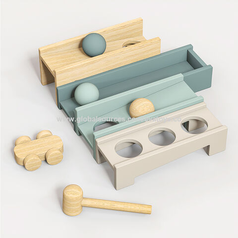 Montessori Motorikspielzeug Murmelbahn aus Holz & Hammer Spiel für 1-jährige Kleinkinder Babys W04E451