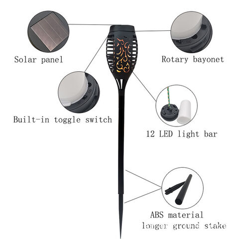 Luz Solar de Llama para Jardín Exterior, Iluminación Decorativa para Paisajes
