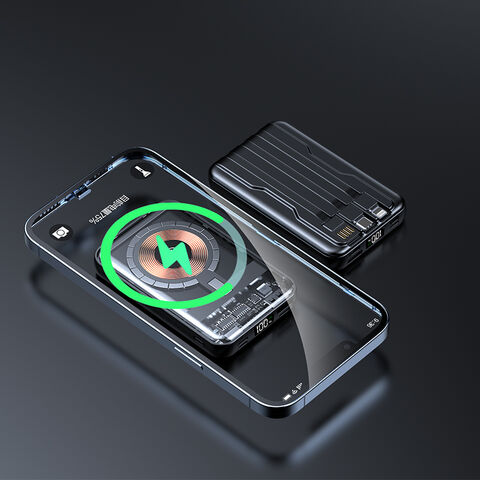 Cargador Inalámbrico Magnético Delgado 3 en 1 10000mAh con Tres Salidas y Cable Integrado 2025, Power Bank para Carga Universal, Fabricación OEM