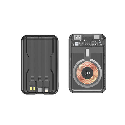 Cargador Inalámbrico Magnético Delgado 3 en 1 10000mAh con Tres Salidas y Cable Integrado 2025, Power Bank para Carga Universal, Fabricación OEM