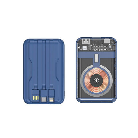 Cargador Inalámbrico Magnético Delgado 3 en 1 10000mAh con Tres Salidas y Cable Integrado 2025, Power Bank para Carga Universal, Fabricación OEM