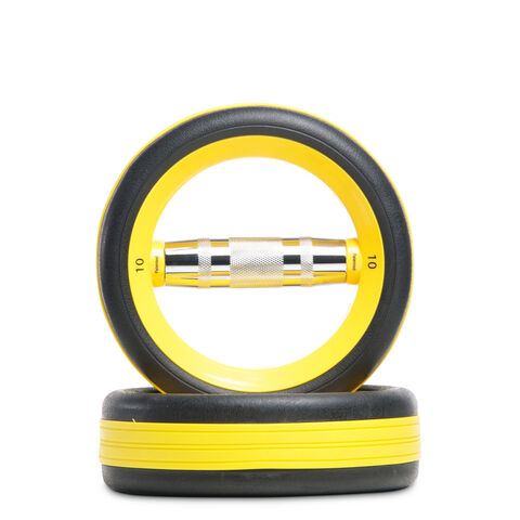 Mancuernas de 4.5 kg (10 lb) recubiertas de goma multicolor, aptas para usar con barras - Ideal para gimnasios y entrenamiento profesional