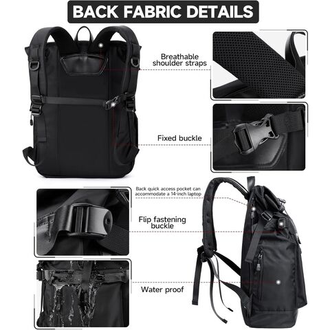 Rolltop Backpack for Men Waterproof, Travel Backpack Expandable with 14” Laptop Compartment Casual Daypack Bag for Hiking Outdoor