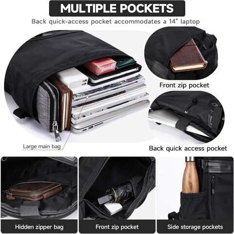 Rolltop Backpack for Men Waterproof, Travel Backpack Expandable with 14” Laptop Compartment Casual Daypack Bag for Hiking Outdoor