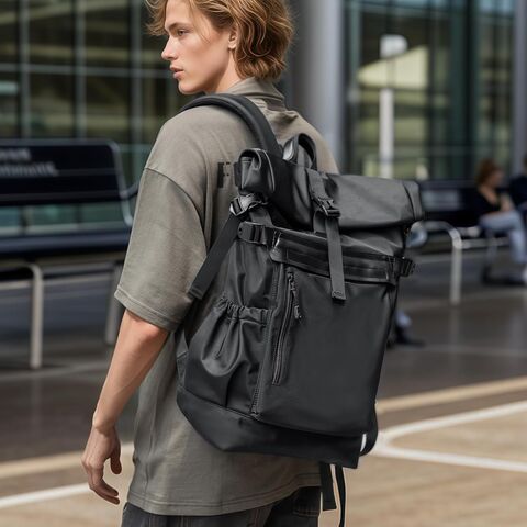 Rolltop Backpack for Men Waterproof, Travel Backpack Expandable with 14” Laptop Compartment Casual Daypack Bag for Hiking Outdoor