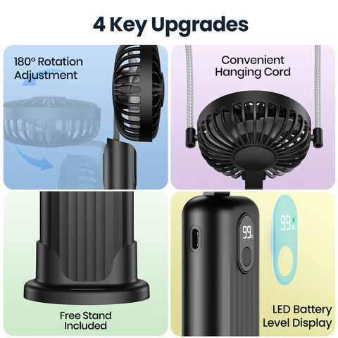 مروحة يدوية صغيرة محمولة K36 2400mAh قابلة للشحن عبر USB للاستخدام الشخصي، مروحة تبريد يدوية للمكتب والسفر والخارج، دعم OEM/ODM