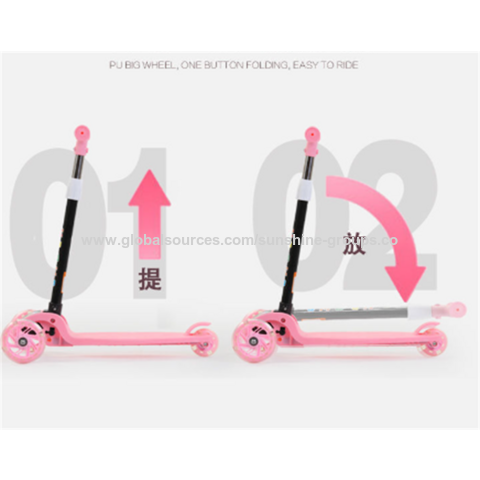 Großhandel Geschenk Klappbarer Kinderroller 2-8 Jahre alt Dreirad Blinkendes Fahrrad Babyroller Spielzeug Kinderwagen