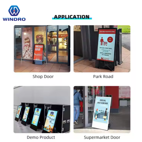 Lieferant, 55" mobile Outdoor-LCD-Werbedisplay mit Akku, Digital Signage Poster für Restaurant-Werbespieler