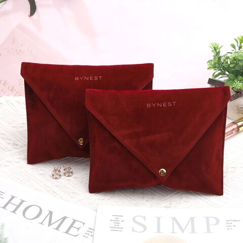 Pochette en Velours avec Logo Personnalisé, Doublure en Satin, Enveloppe pour Bijoux, Cadeau de Mariage, Sac Anti-Poussière en Fausse Suédine