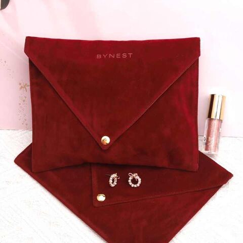 Pochette en Velours avec Logo Personnalisé, Doublure en Satin, Enveloppe pour Bijoux, Cadeau de Mariage, Sac Anti-Poussière en Fausse Suédine