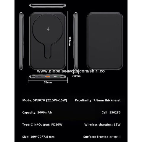 2024 Thin Slim Mini Magnetic Wireless Ladegerät Power bank 5000Mah Notfall Ultra Slim Kleine Schnell ladebatterie für Geschenk