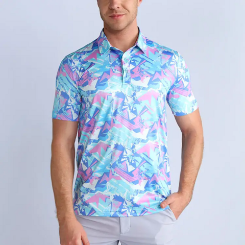 Uniformes de golf para hombre al por mayor, 100% poliéster, impresión por sublimación completa, camisas de golf para hombre
