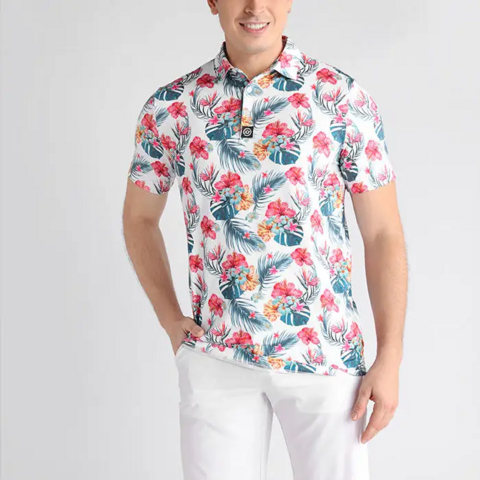 Uniformes de golf para hombre al por mayor, 100% poliéster, impresión por sublimación completa, camisas de golf para hombre