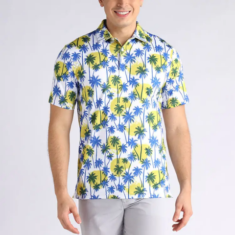 Uniformes de golf para hombre al por mayor, 100% poliéster, impresión por sublimación completa, camisas de golf para hombre