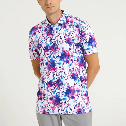Uniformes de golf para hombre al por mayor, 100% poliéster, impresión por sublimación completa, camisas de golf para hombre