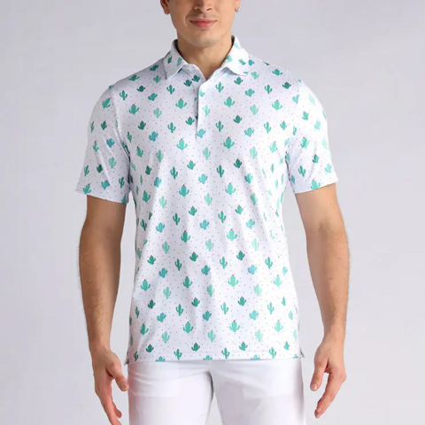 Uniformes de golf para hombre al por mayor, 100% poliéster, impresión por sublimación completa, camisas de golf para hombre