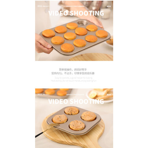 Molde para Muffins y Cupcakes Antiadherente Premium de Resultados Perfectos, 12 Cavidades, Acero
