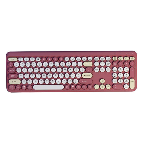 Hochwertige, farbenfrohe RV703 Wireless-Tastatur mit 100 ovalen Tasten, iPad/Handy-Halterung für Büro und Zuhause.
