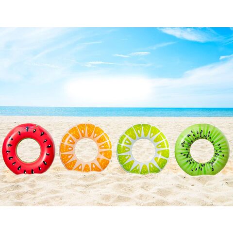 Bouées de Piscine en Forme de Fruits : Pastèque Kiwi Orange Citron, Anneaux de Natation avec Ballons de Plage de 34 cm - Bouées Gonflables, Jouets Flottants pour Enfants