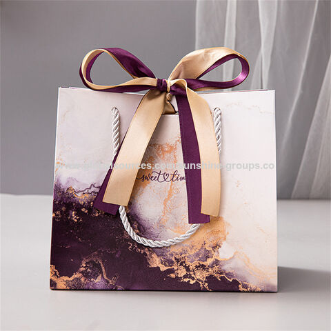 Sac cadeau en marbre bleu roi, sac à main à ruban de haute qualité, sac d'emballage d'impression couleur transfrontalière, sac en papier de commerce extérieur