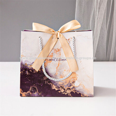 Sac cadeau en marbre bleu roi, sac à main à ruban de haute qualité, sac d'emballage d'impression couleur transfrontalière, sac en papier de commerce extérieur