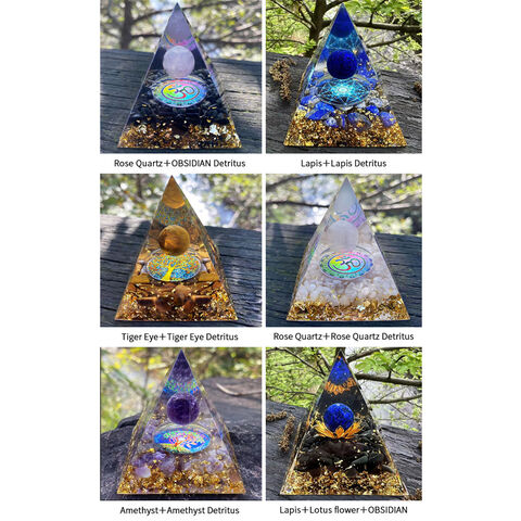 60 Estilos 6CM Natural 7 Chakra Orgonita Bola de Cristal Curativa Loto Lapislázuli Cuarzo Gema Piedra Pirámide de Orgonita Ornamento Regalo para el Hogar