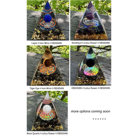 60 Estilos 6CM Natural 7 Chakra Orgonita Bola de Cristal Curativa Loto Lapislázuli Cuarzo Gema Piedra Pirámide de Orgonita Ornamento Regalo para el Hogar