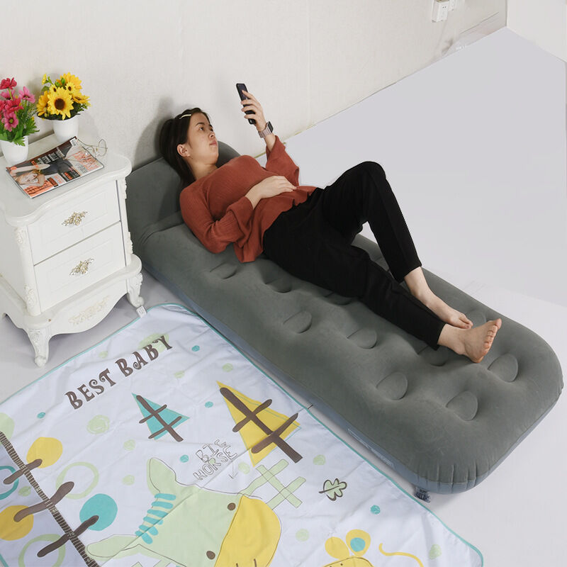 Inflatable Pvc Bed Lazy Bed Inflatable Mattress Camping Outdoor Folding Bed Flocking Pvc ...