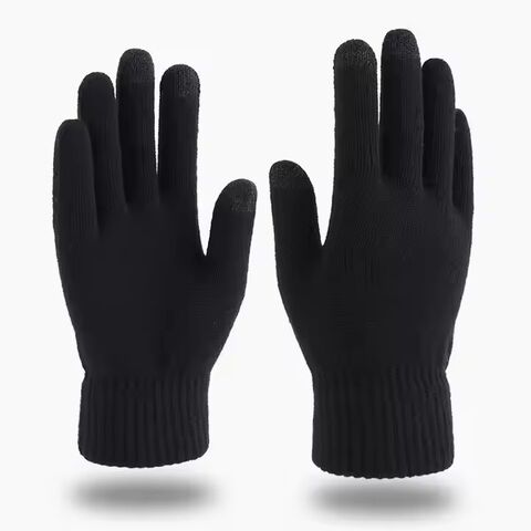 Gants d'hiver chauds universels en tricot 100 % laine avec logo personnalisé pour hommes et femmes, gants rétro d'équitation en plein air avec écran tactile